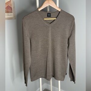 Hugo Boss Men's V-Neck Sweater in Taupe Brown